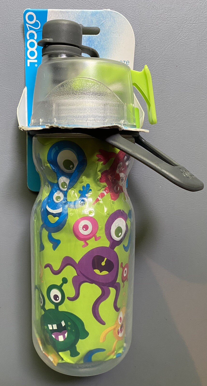O2COOL Mist 'N Sip Kids Squeeze Misting Water Bottle 12 oz Monsters