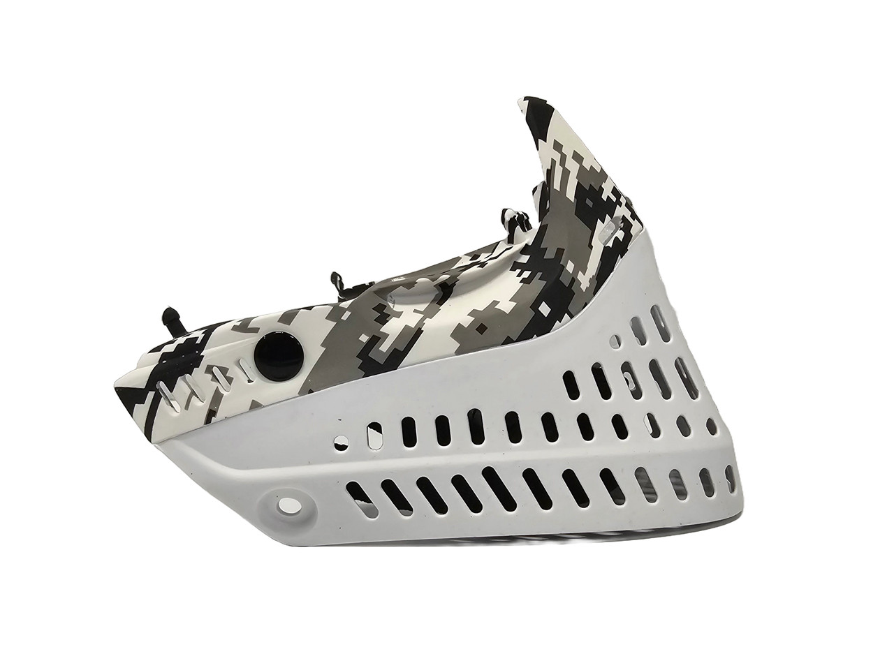 JT Proflex Skirt - LE Digital Snow Camo w/ Magnetic Chinstrap - White
