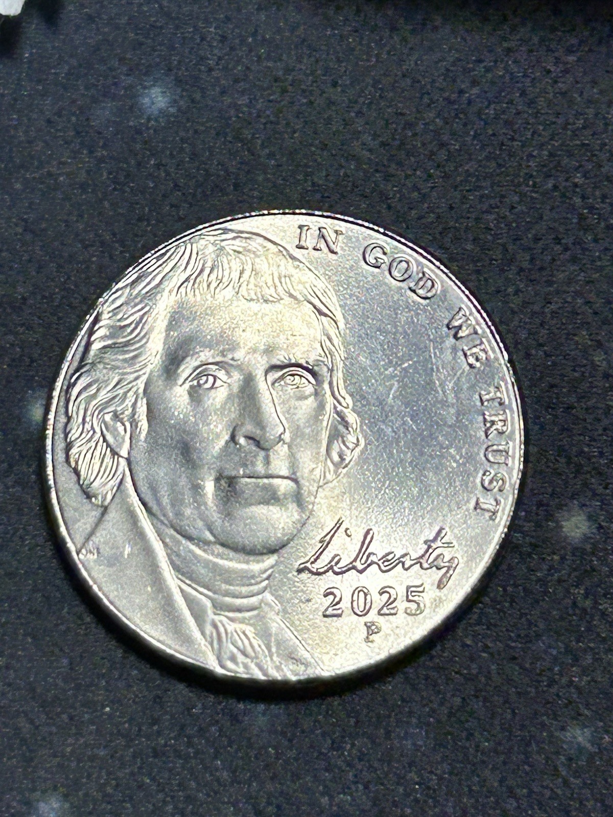 **2025P MS Error Nickel** Die Chips In Eye, Nose And Dome, Die Crack Near FS