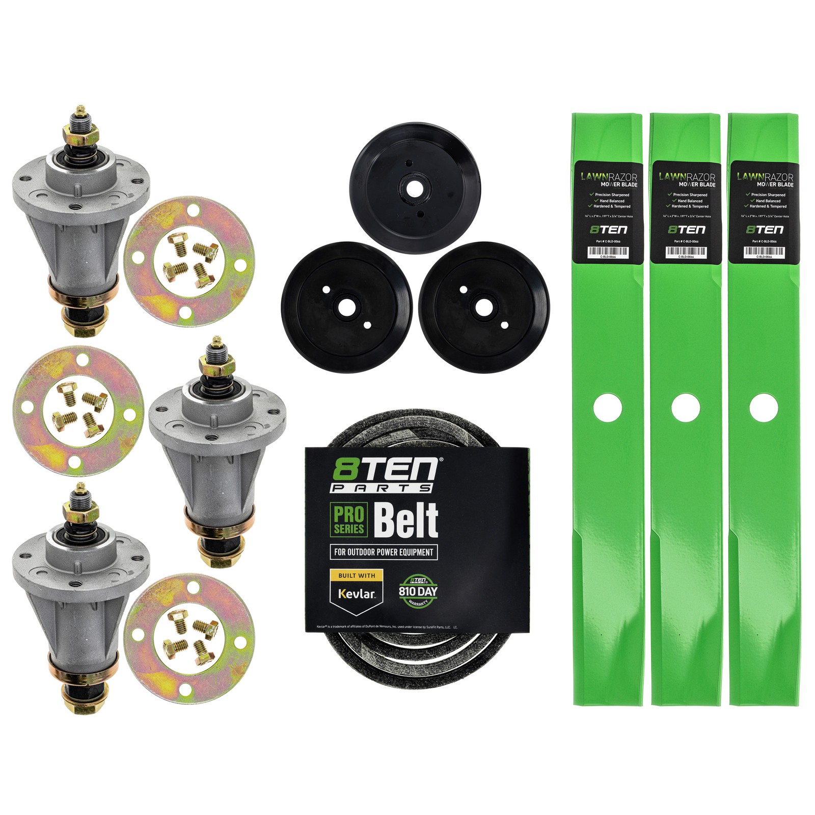 8TEN Blade Spindle Belt Kit for Toro Wheel Horse 15-48SC01 48-Inch 106637 111726