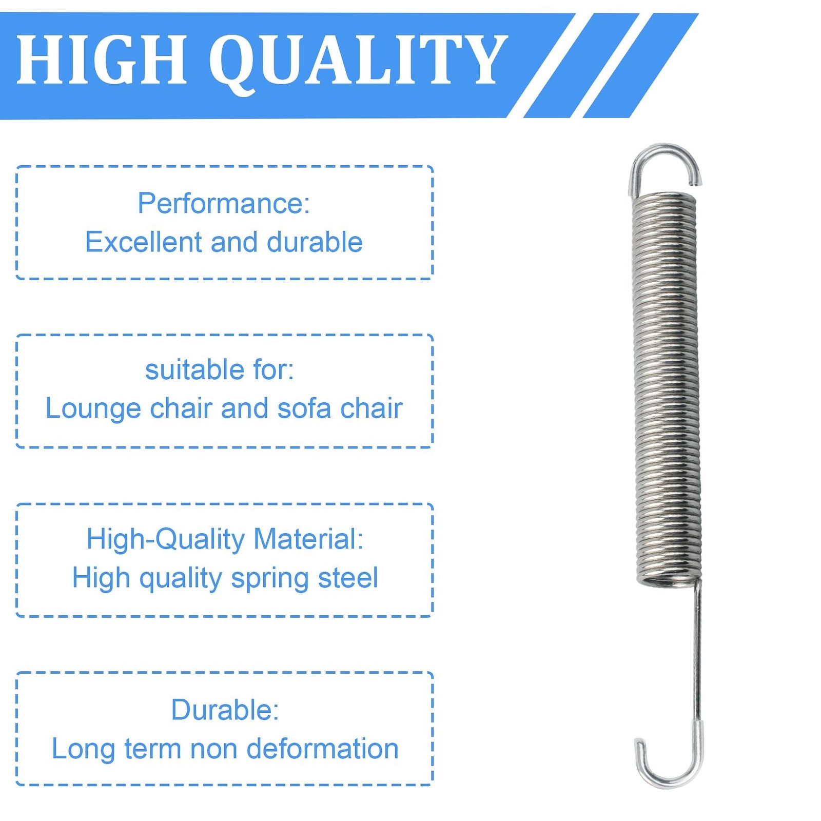 3 Pack 7 Inch Recliner Spring - Long Neck Hook Tension & Replacement Spring, ...