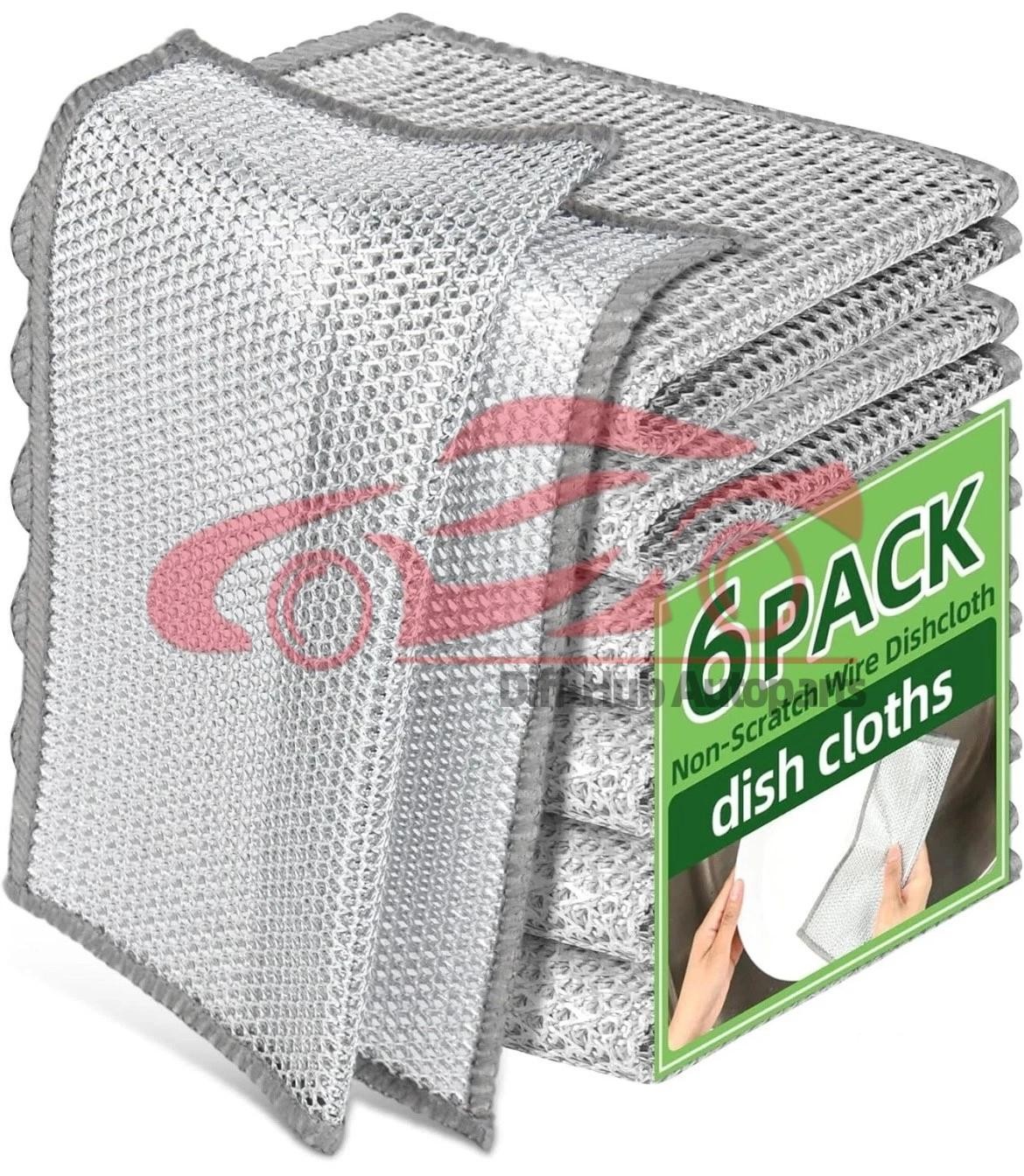 6 Pack Steel Wool Dishwashing Pads Multipurpose Mesh Dish Cloths Stainless Steel