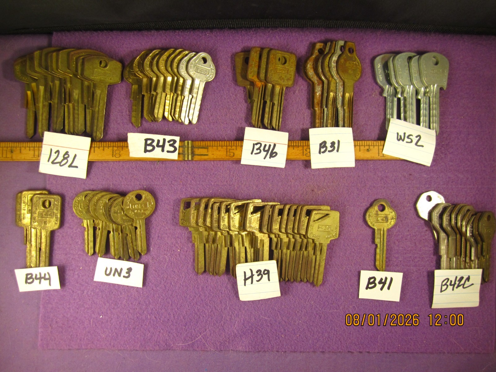 74 PC NOS B43, H39,  B42, UN3, 128L, B46, B31, WS2, B44, UNCUT KEY BLANKS STEEL.