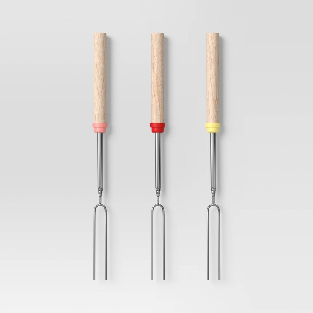 Sun Squad™ Extension Forks Warm Colorway Stainless Steel Wooden Handle