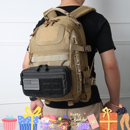 2 Pack Tactical MOLLE Admin Pouch with US Flag Patch and Keychain