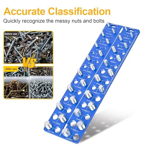 30-in-1 Nut & Bolt Thread Checker – Standard & Metric Thread Gauge Tool with