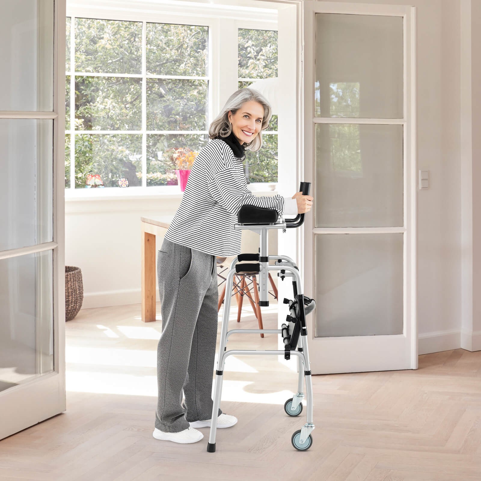 Versatile Rolling Walker All Terrain Stand-Assist Walker w/ 2 Premium Wheels