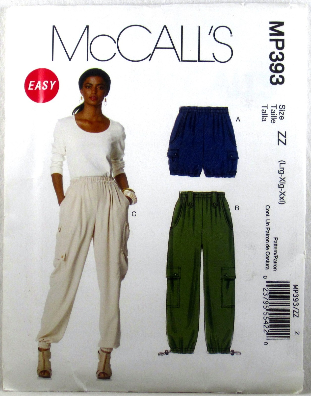 McCALL'S PATTERN MP393 UNCUT Shorts Pants 2 Lengths SIZE: L XL XXL