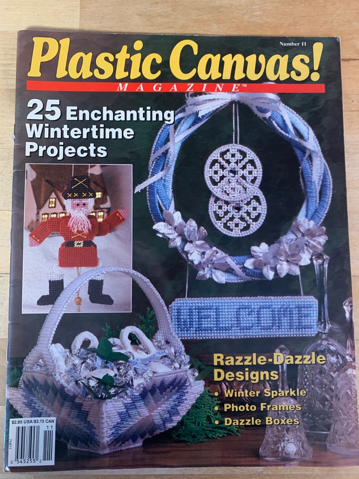 PLASTIC CANVAS MAGAZINE Winter Sparkle, Pine Tree Tissue Box, Marionette, Sachet