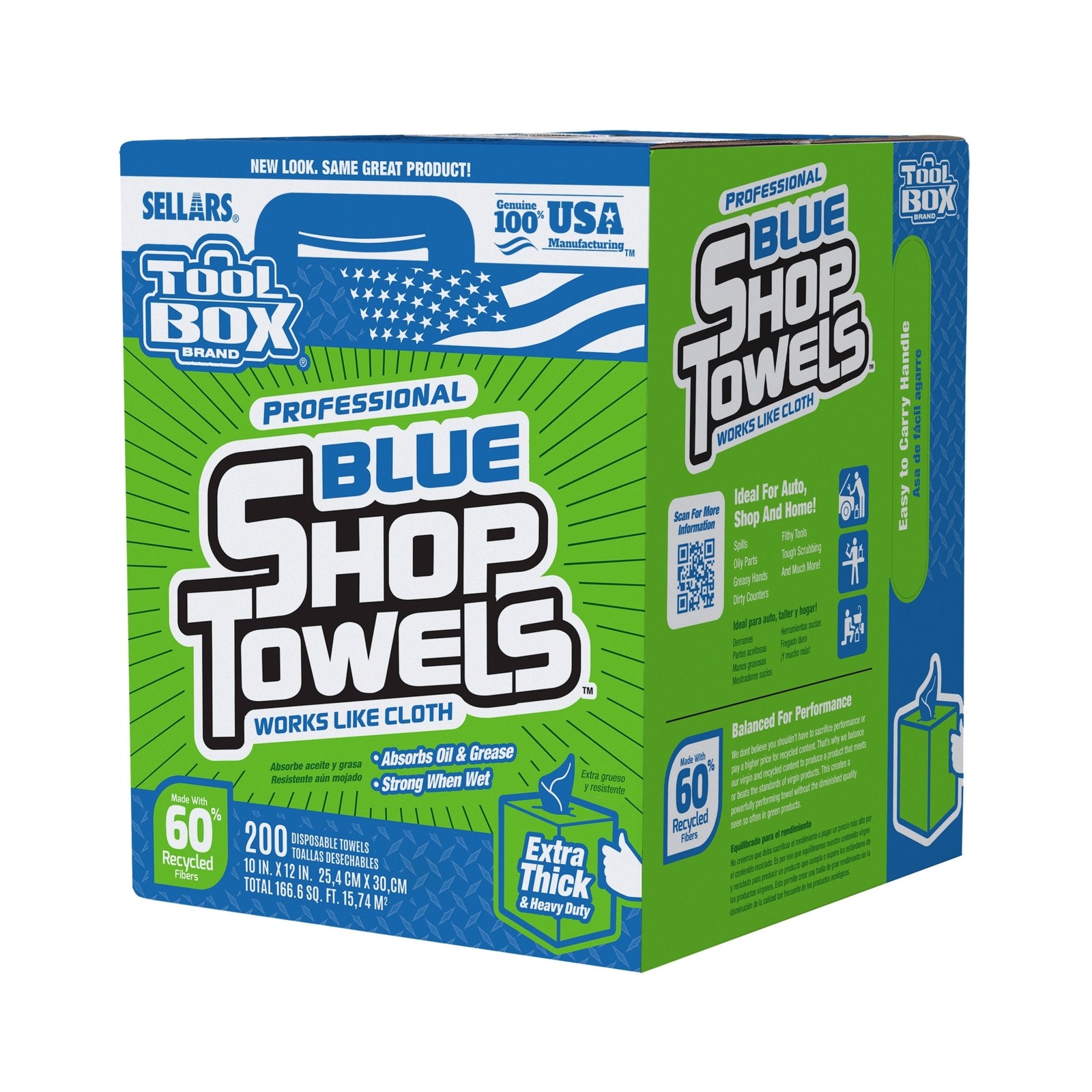 Sellars ToolBox 10in. x 11in. Blue Shop Towels, 200 Ct., Model# 5520201
