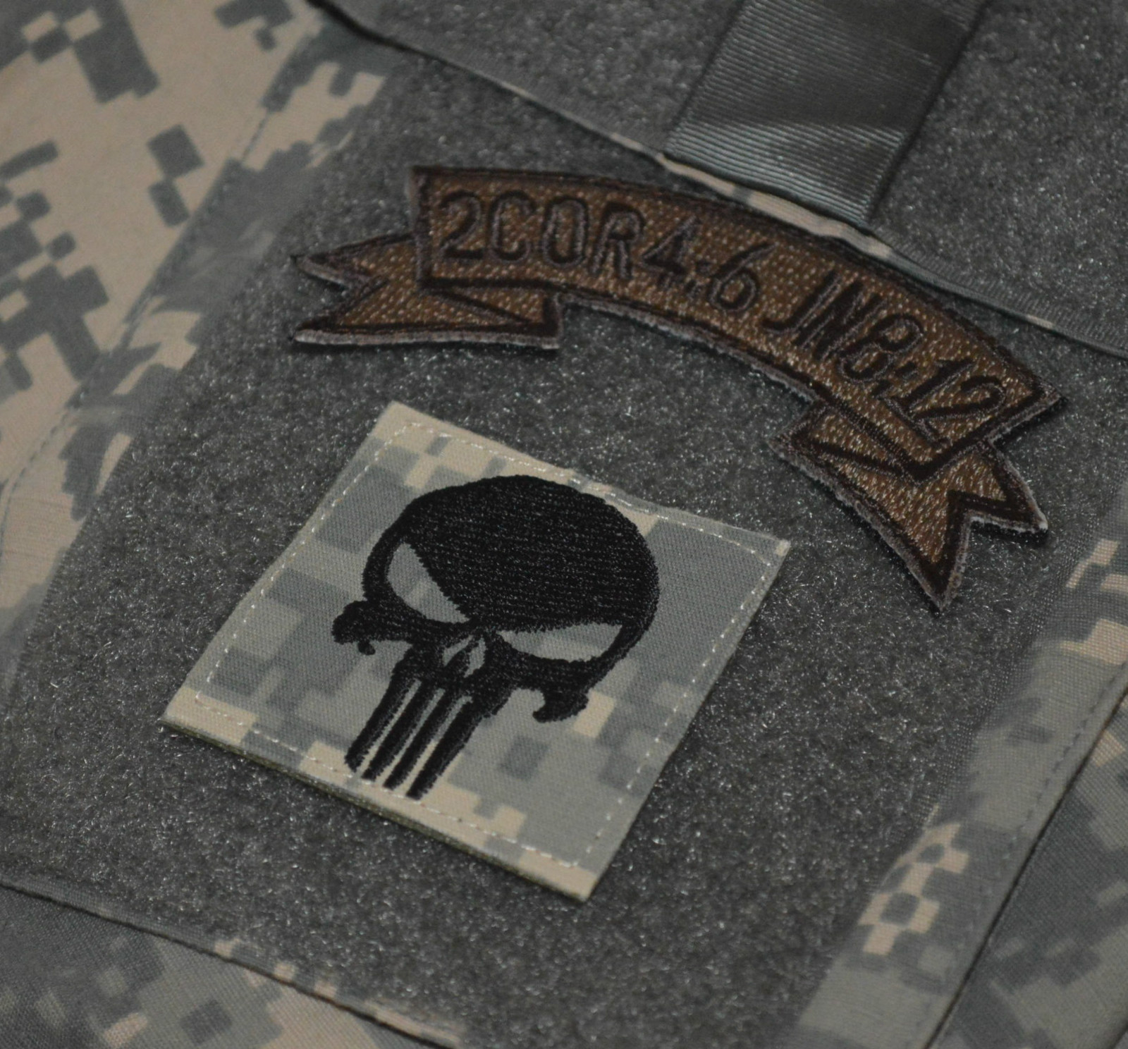 DAESH WHACKER USMC FORCE RECON SET: Terminator 2" SKULL + BIBLE CODE 2COR4:6 TAB