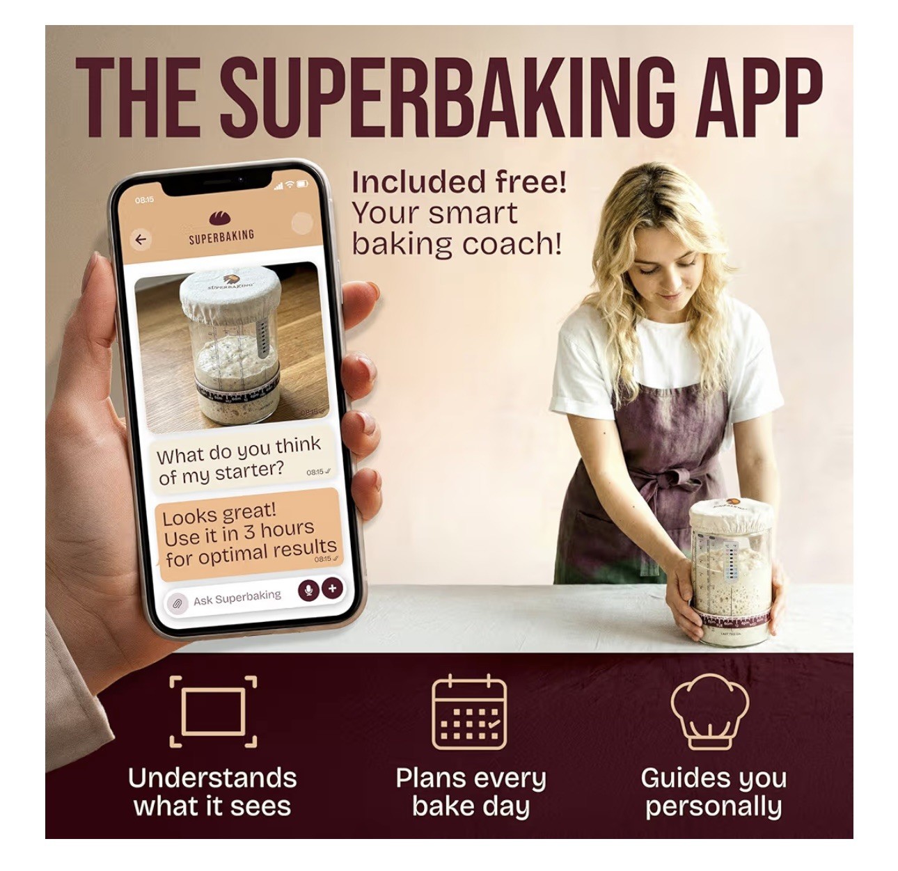 34oz Sourdough Starter Kit – Beginner’s Glass Jar with Recipes & Tools