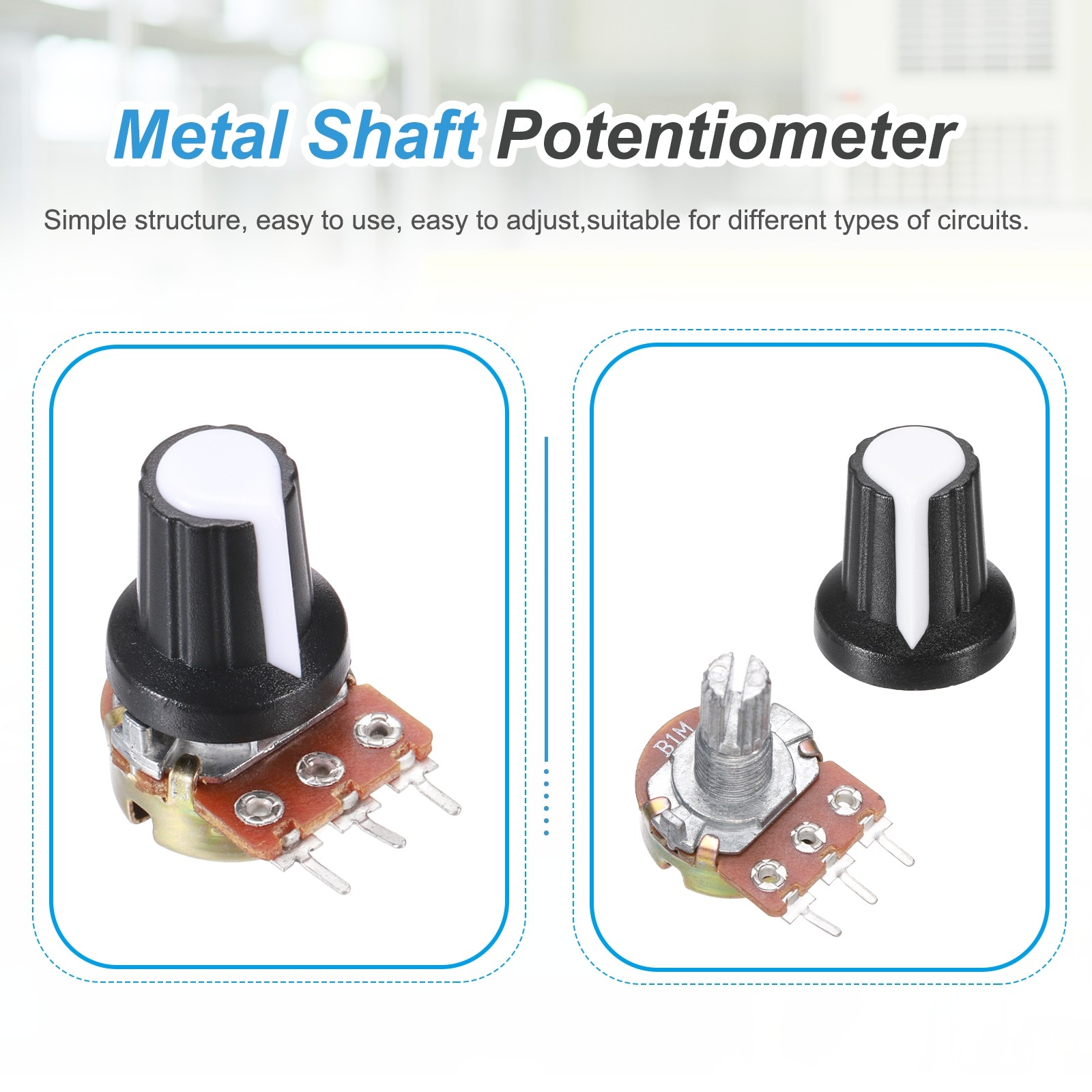 5Pcs WH-148 Potentiometer 3Pins B1M±30% Ohm Variable Resistor with 5 Knobs