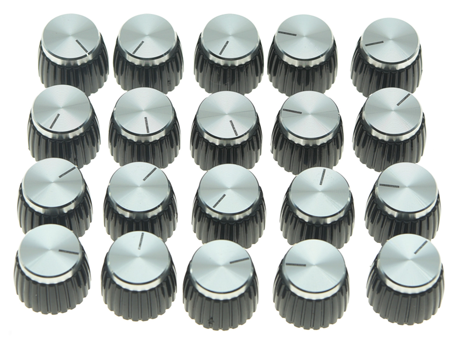 20x Guitar AMP Amplifier Knobs Black w/ Silver Cap Push on Knob fits Marshall