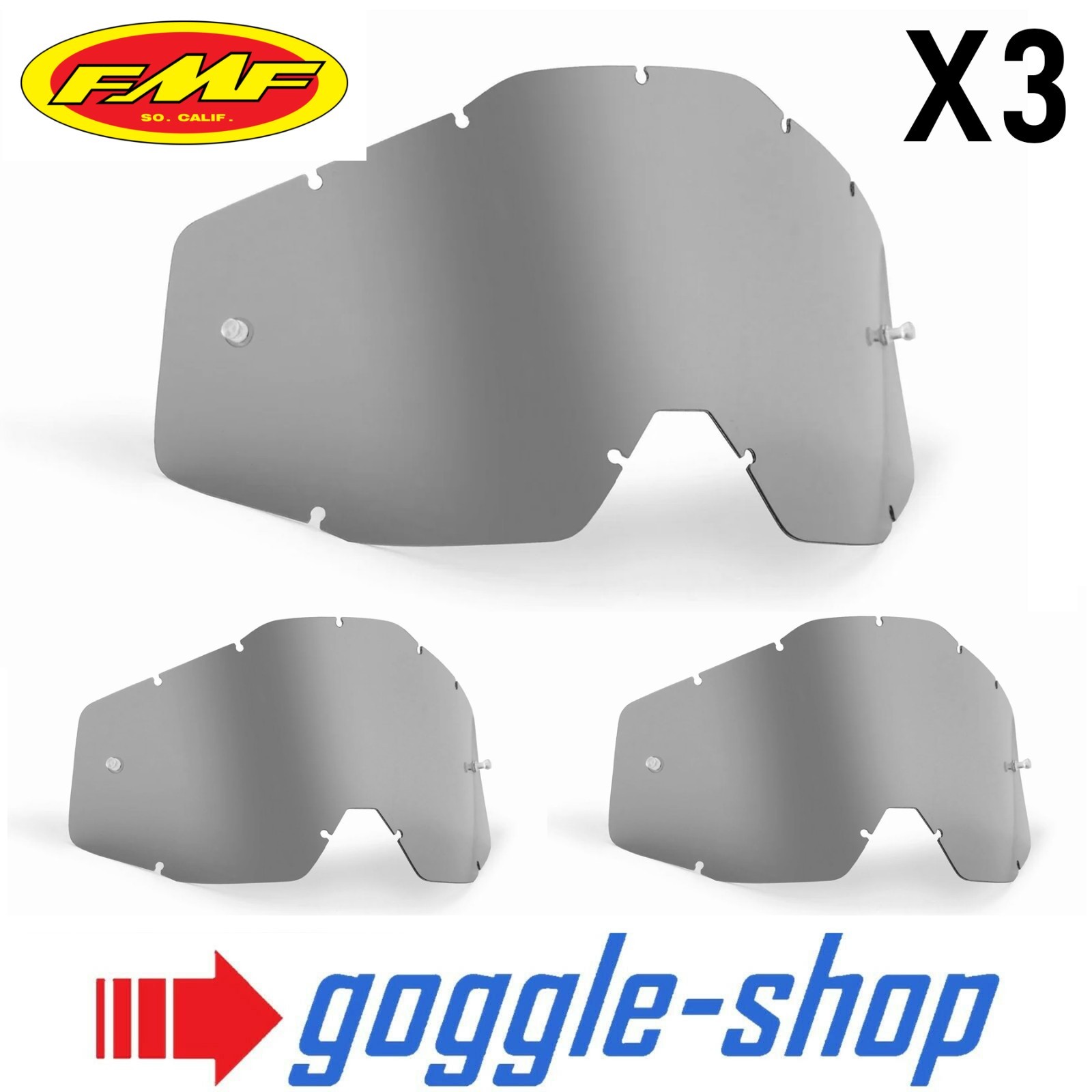 FMF Powerbomb Powercore 100% Gen 1 Replacement Motocross Goggle Lens - SMOKE x3