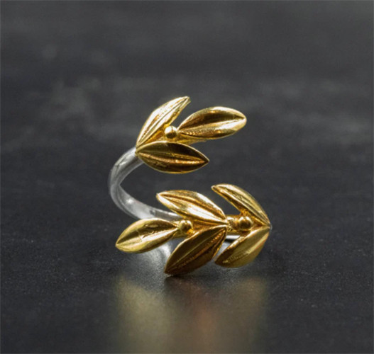 Solid Metal Real Leaf Elegant Valentine's Adjustable Toe Ring 925 SS