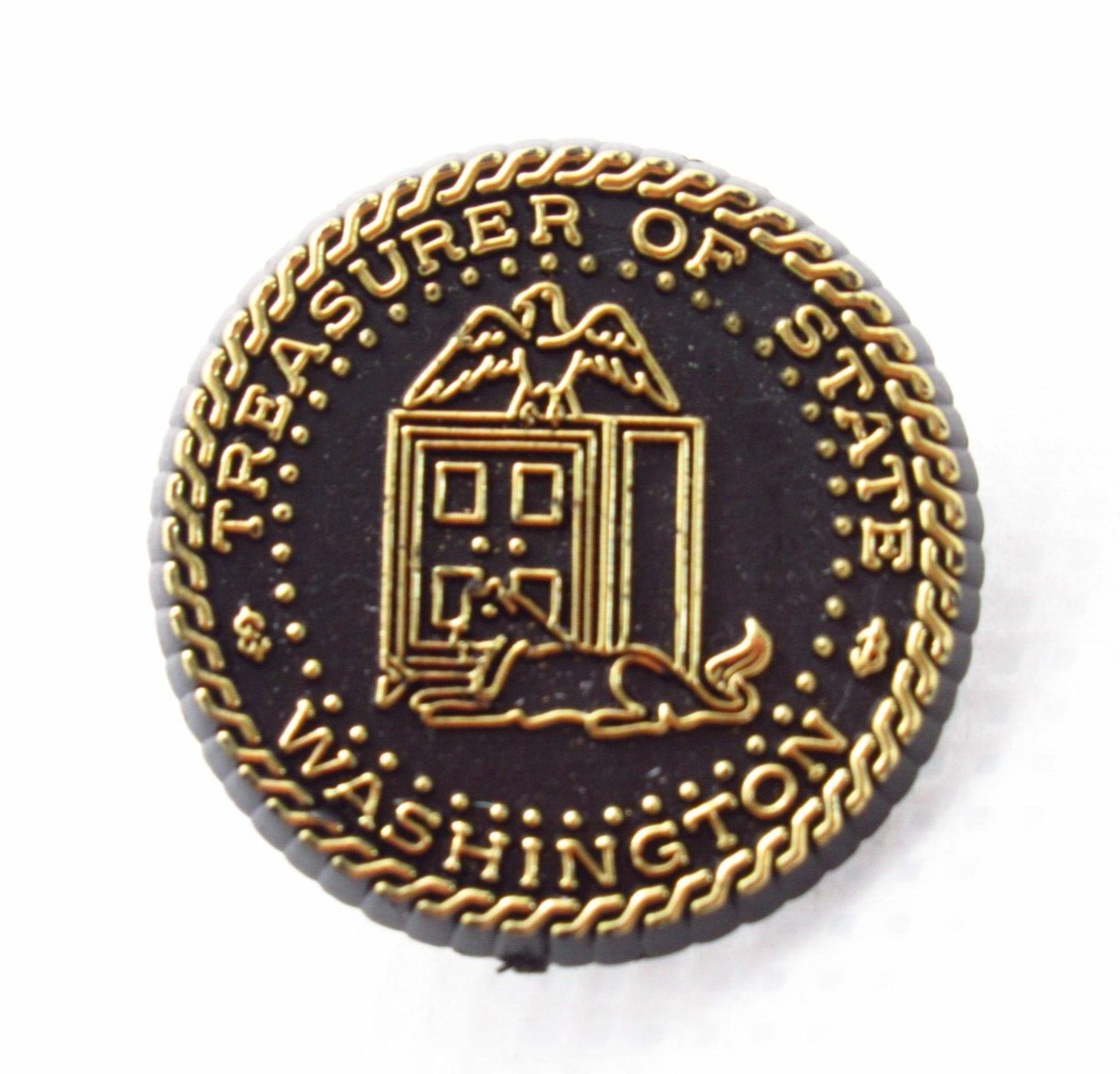 Washington State Treasurer Office Lapel Pin Plastic Gold Tone Seal