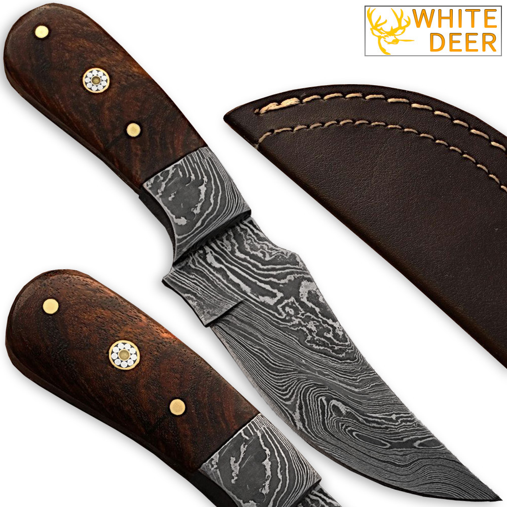 Trailing Point Fixed Blade Knife Damascus Steel 1095 HC & 15N20 Forged 55-60 HRC