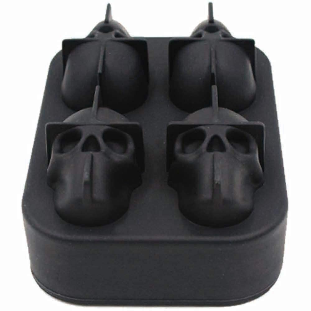 CHIYAN 3D Skull 2pack Small ice mold, Black, 1.9" Skull, 2 Pack