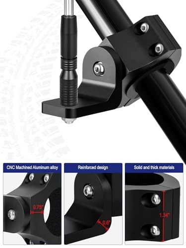 UTV Whip Light Mount & Flag Bracket - 24-Tooth Precision 15° Adjustment, Heavy