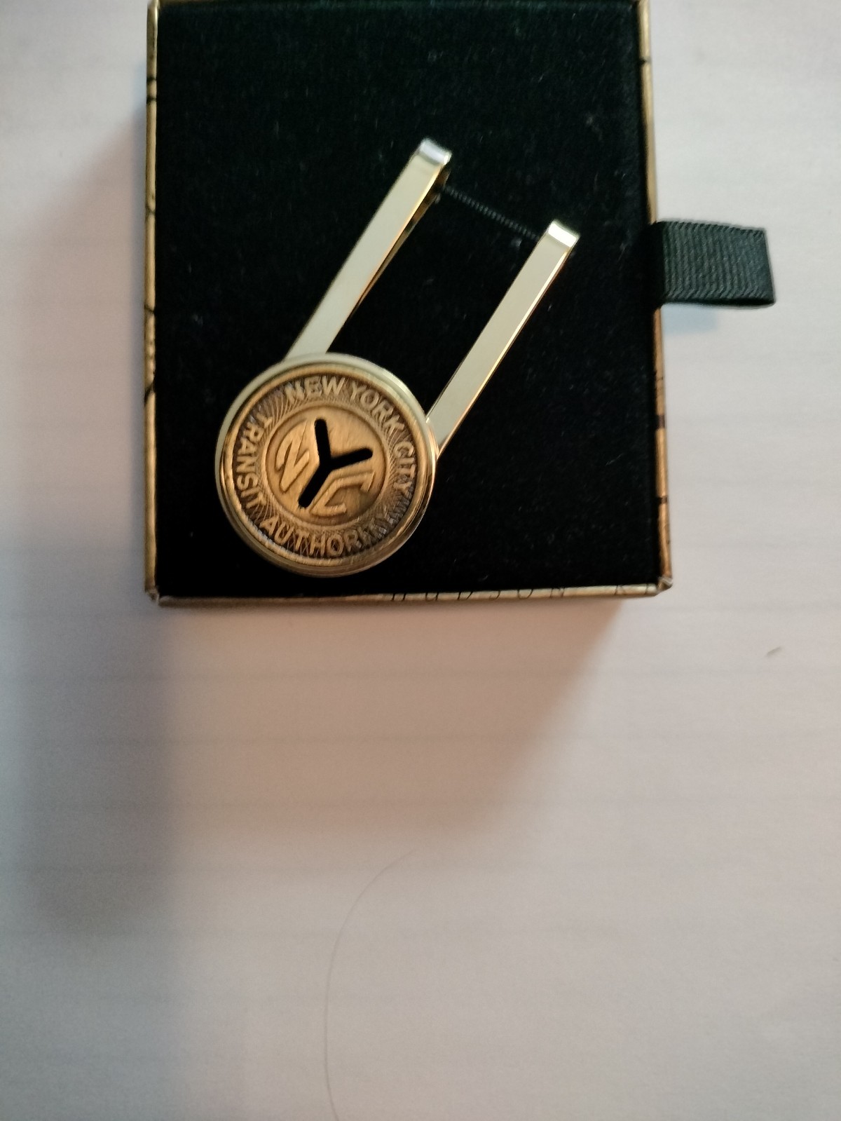 New York City Transit Authority Token Money Clip Gold Plated