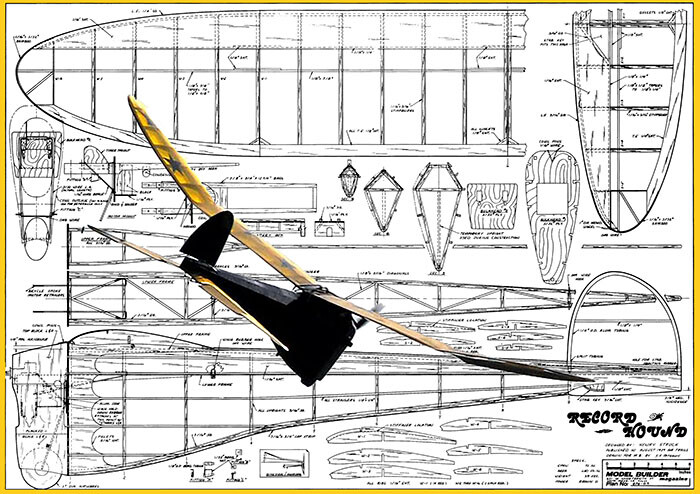 Model Airplane Plans (FF): Record Hound 72" Vintage Class B-C (Henry Struck)