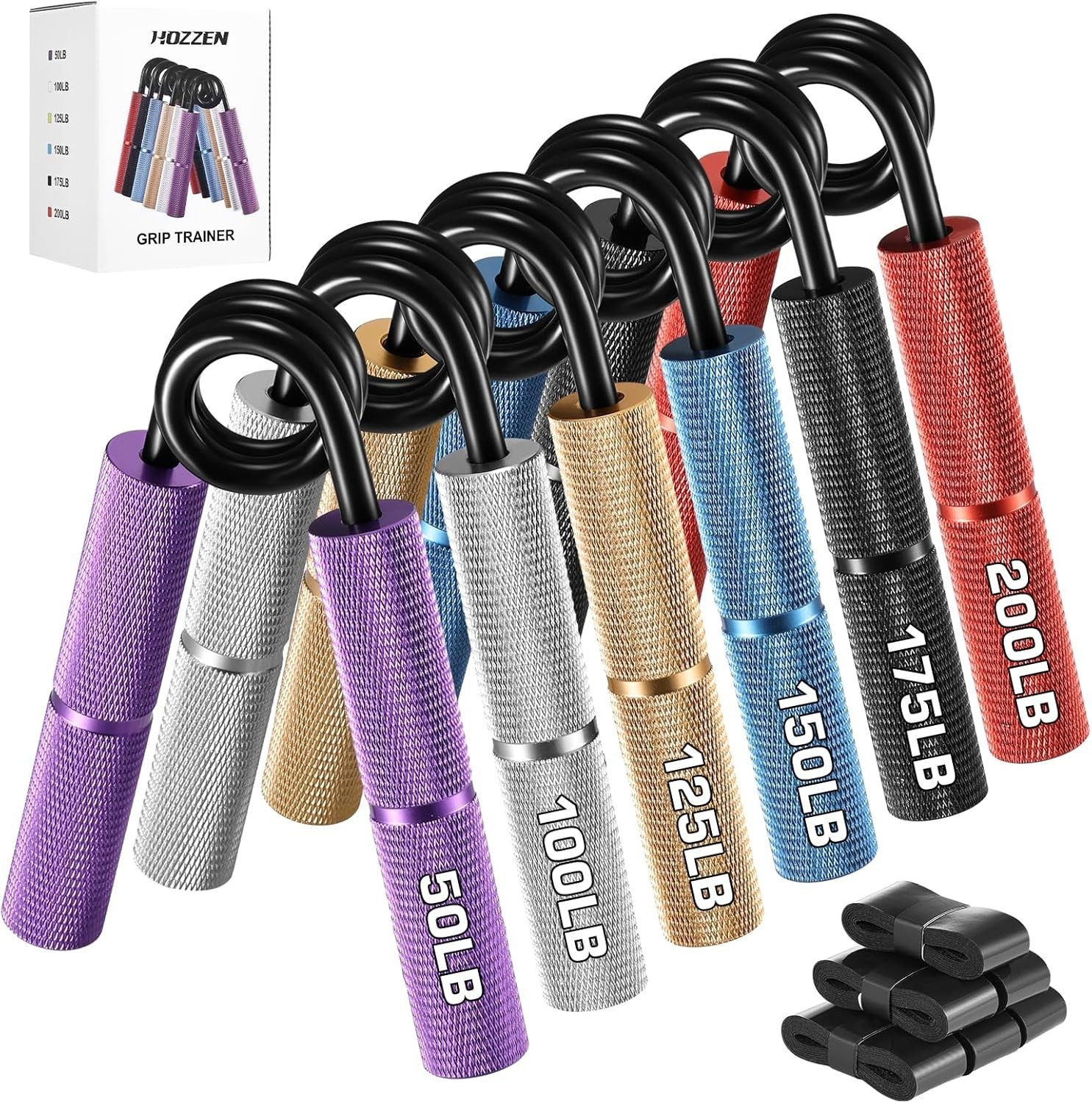 Grip Strength Trainer, 6 Pack Grip Strength Trainer Set (50-350LB), No Slip Hand