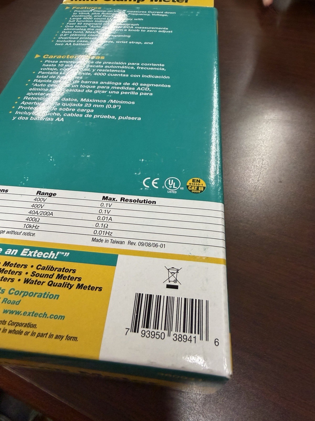 EXTECH 380941 Mini Clamp Meter 200A AC/DC 400 Ohms w/ Carrying Case