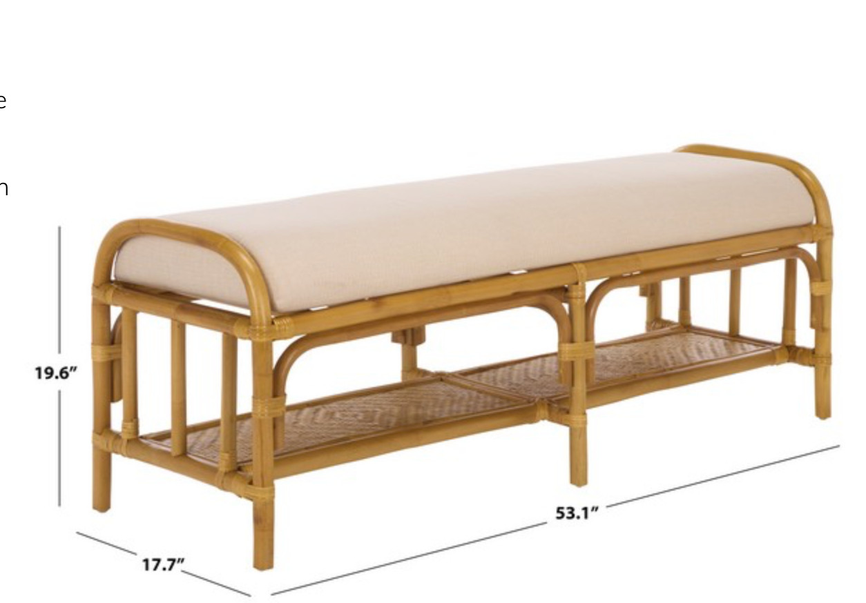 NEW Serena Anthropologie Style French Coastal Organic Bench Settee Ottoman