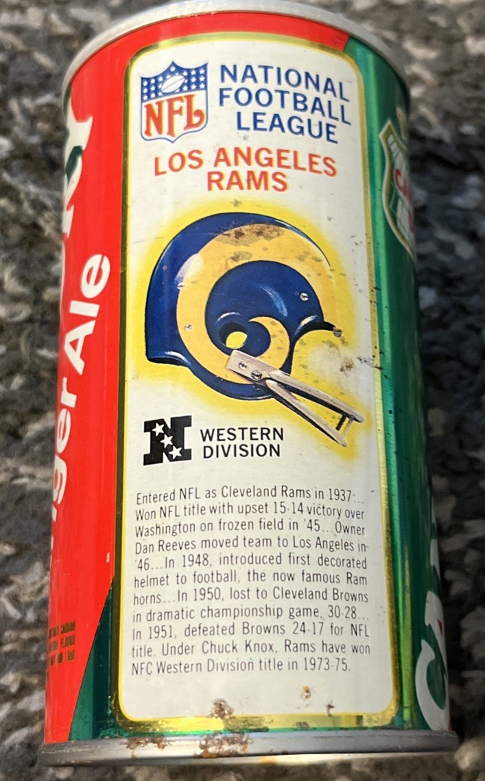 CANADA DRY GINGER ALE LOS ANGELES RAMS STRAIGHT STEEL HELMET CAN