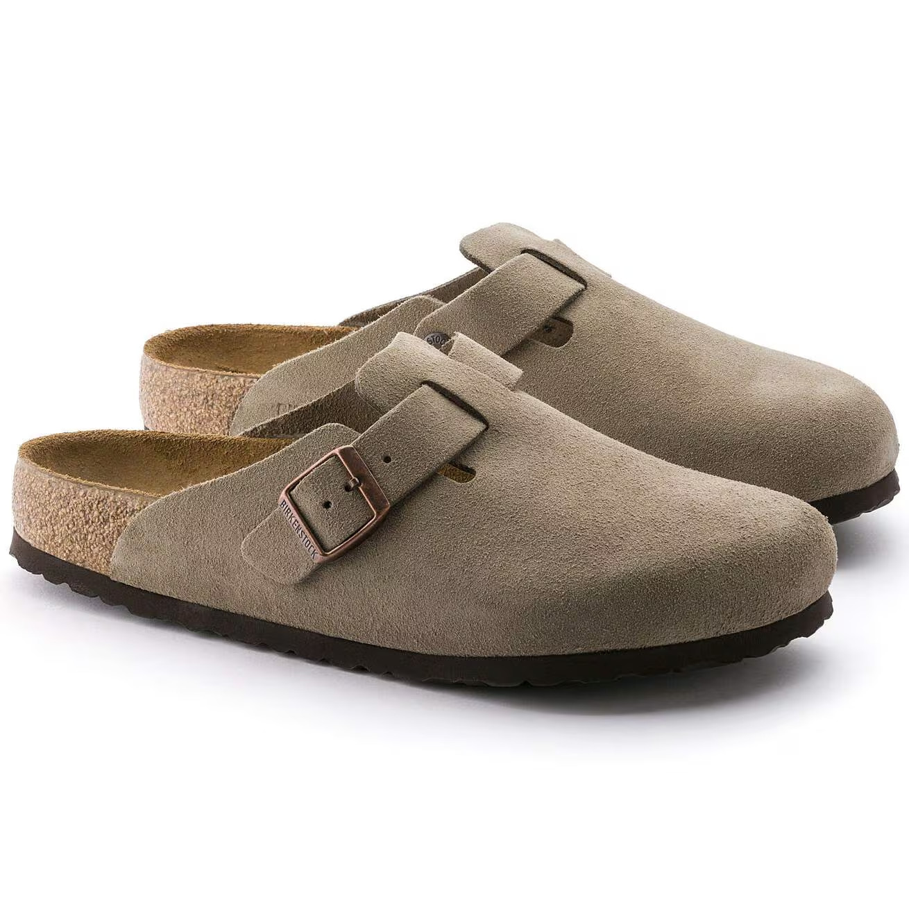 Birkenstock Boston Suede Leather Soft Footbed Unisex Shoes---Taupe/Mocha/Black