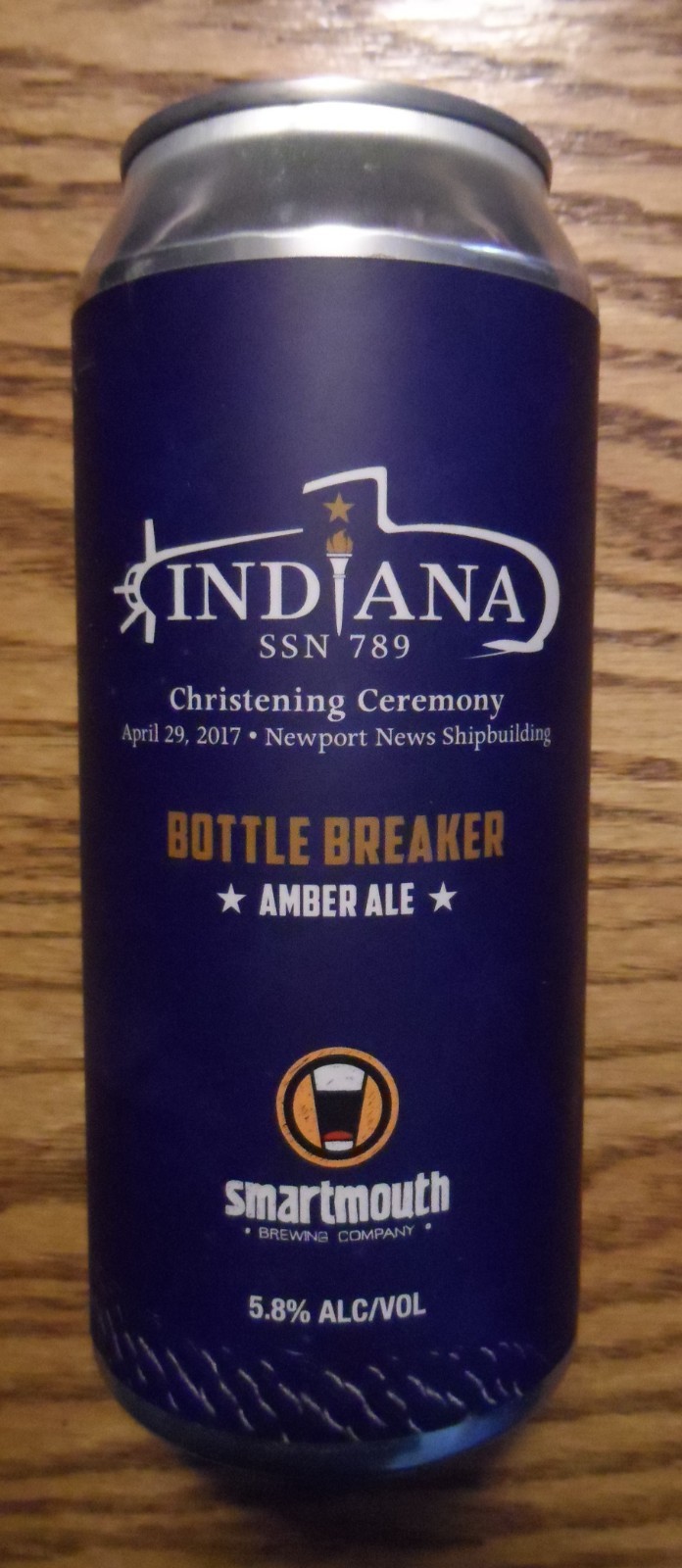 Indiana SSN 789 Submarine Christening Ceremony Commemorative Beer Can - REDUCED!