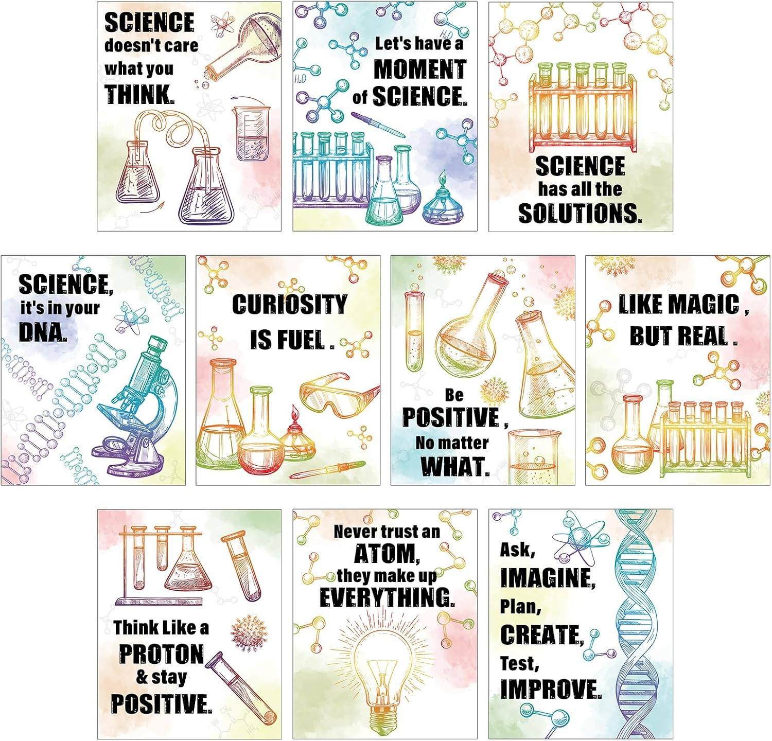 10 Pcs Science Classroom Decoration Banner and Poster for Teachers