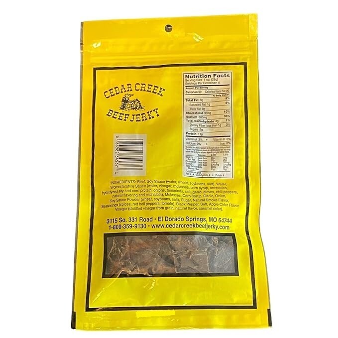 Cedar Creek Beef Jerky Variety Pack, 4x 4 oz Bags Original, Pep, Hot & Teriyaki