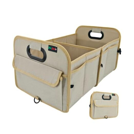 PAT SAM'S SUV Trunk Organizer - Collapsible Car Trunk Organizer - Beige