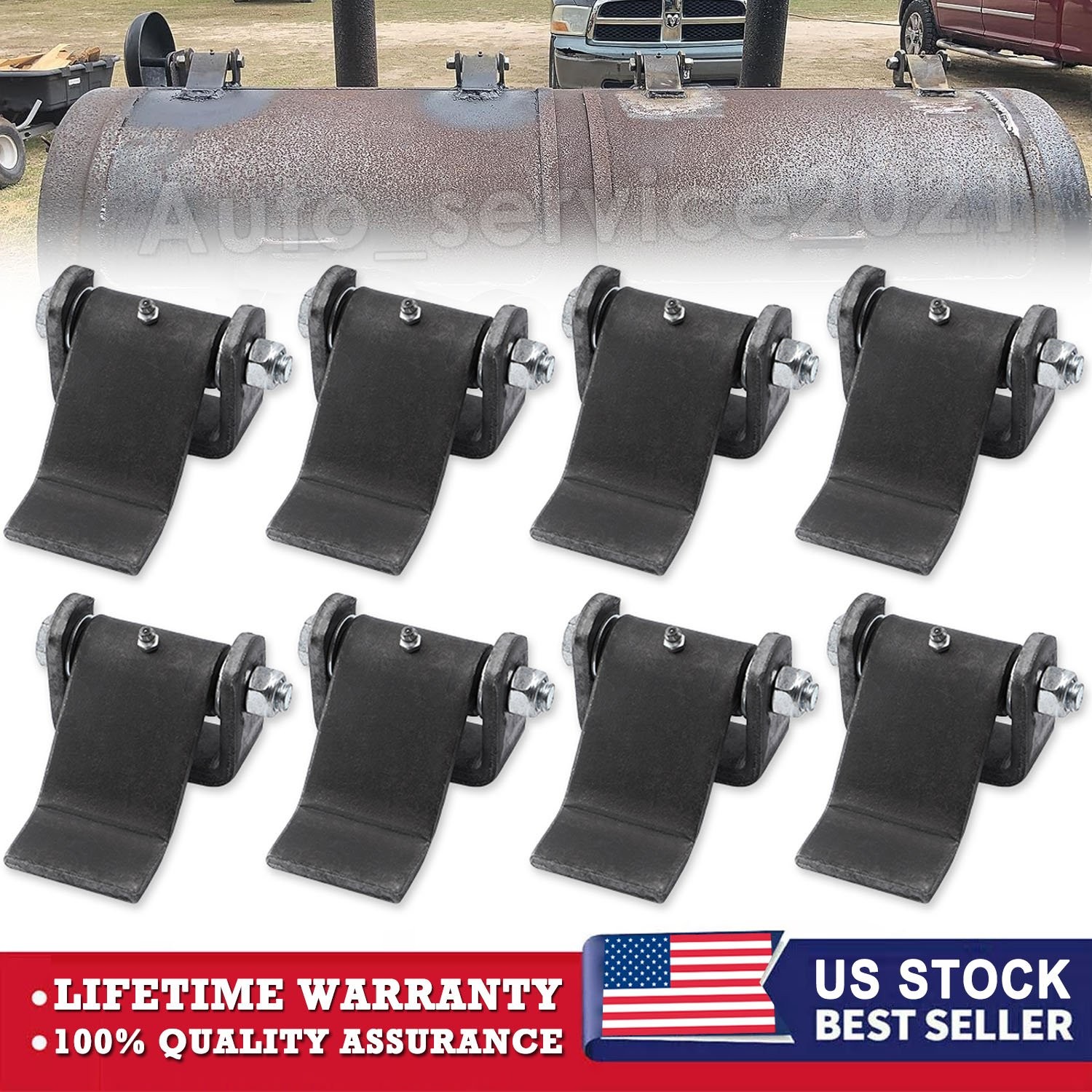 8PACK Heavy Duty Door Hinge Dump Trailer Truck Strap Style Greaseable Cargo NEW