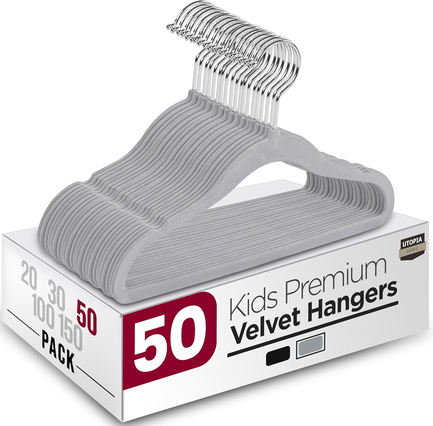 Kids Velvet Hangers 50 Pack – 11 Inch Non-Slip Baby Hangers for Baby and Toddler