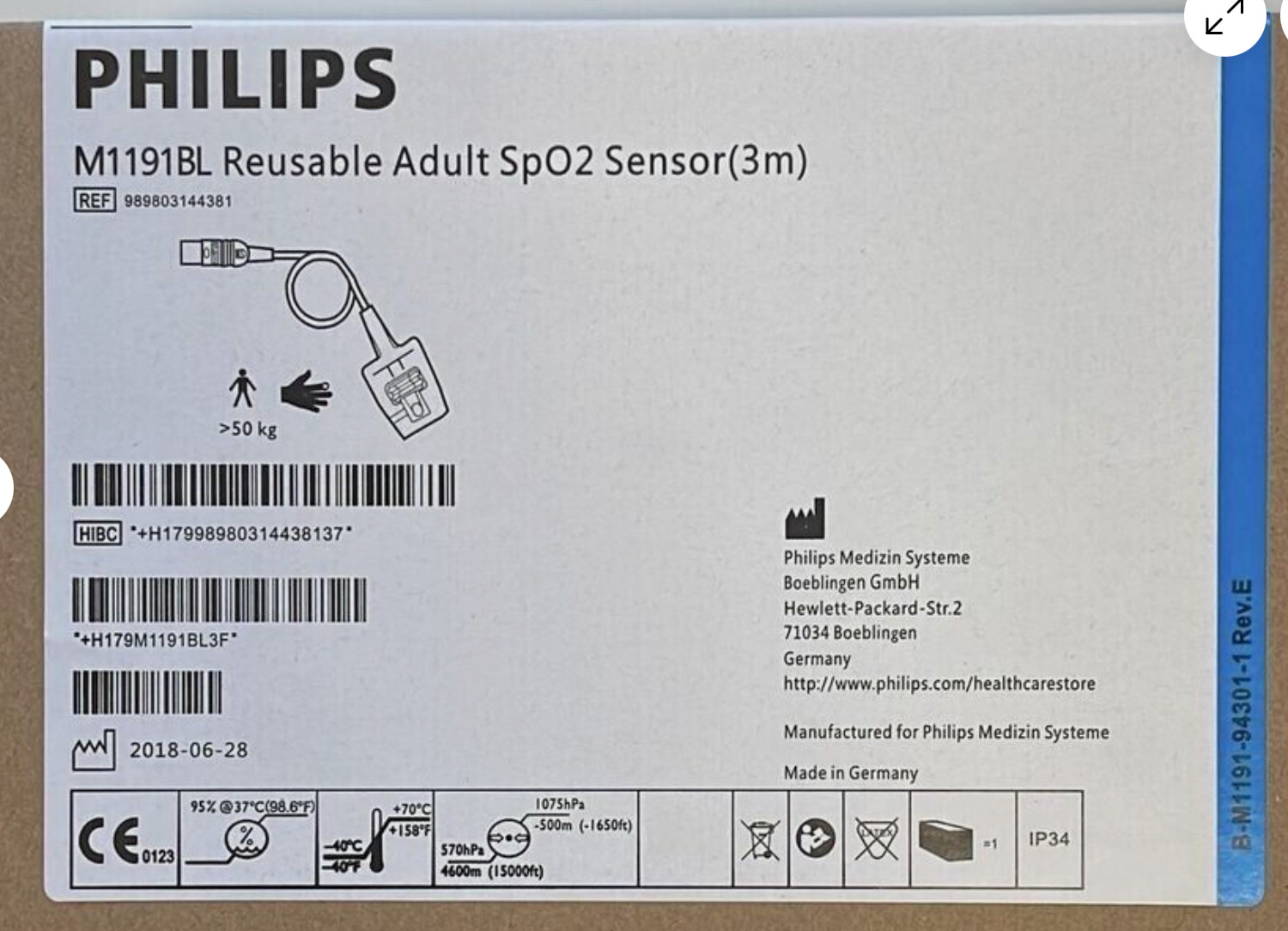 M1191BL New Label Adult Soft SpO2 Sensor Original - Same Day Shipping