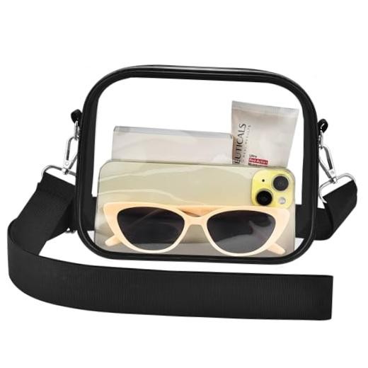 Clear Purse for Stadium Events -Clear Bag Stadium Approved Small Medium Black