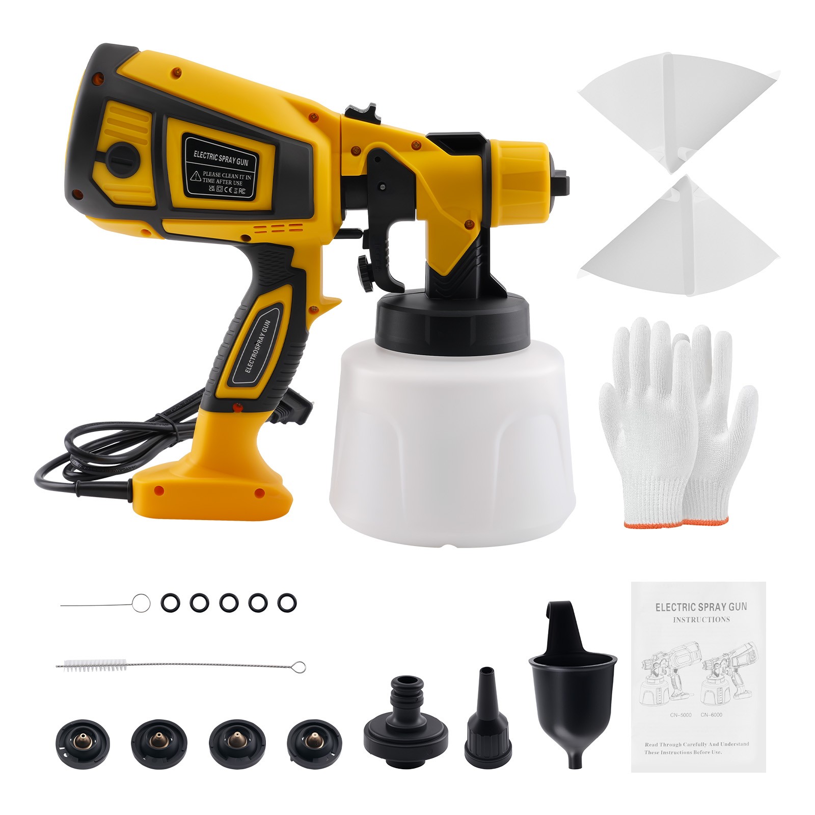 DC plug-in Electric Paint Gun HVLP 600W-800W Sprayer Adjustable Flow Control
