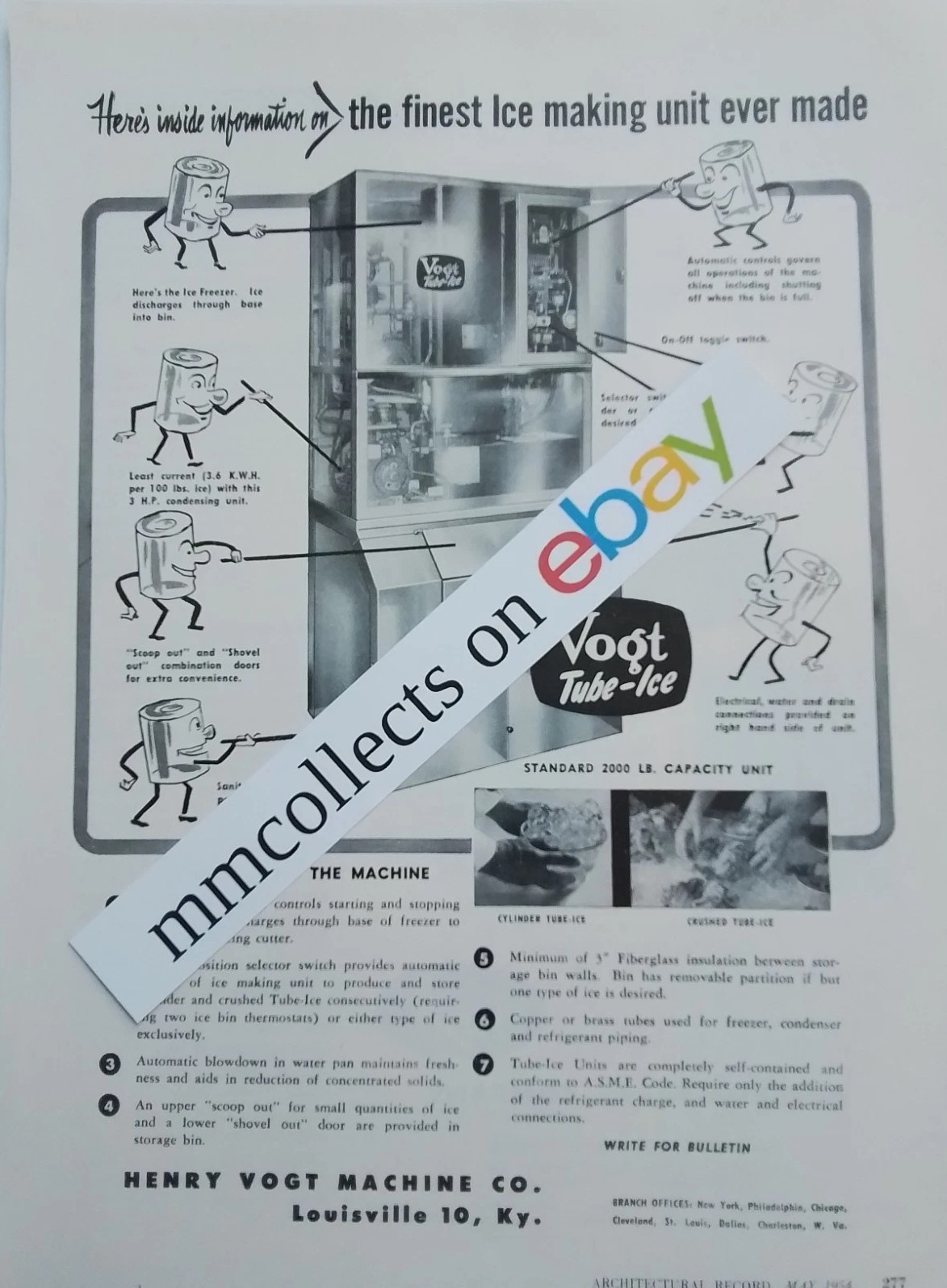 Vintage Ad Henry Vogt Tube Ice Cube Icemaking Icemaker Machine Buffalo Forge Fan