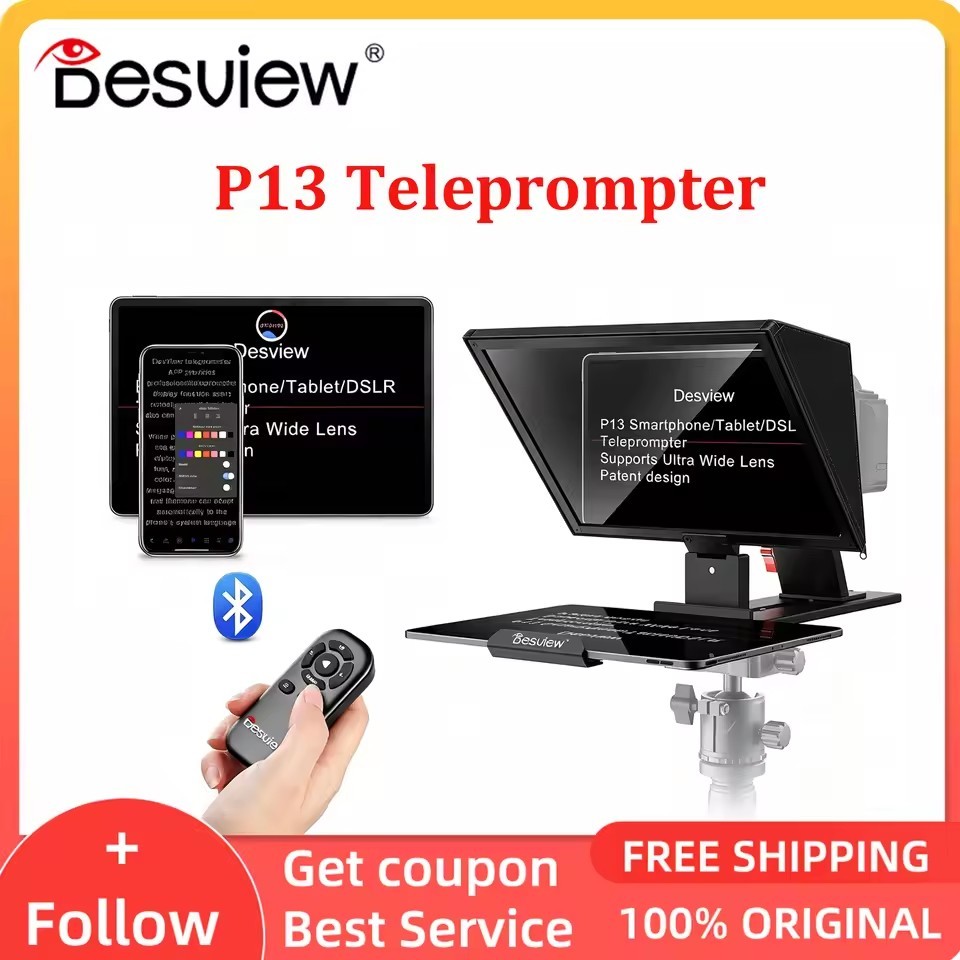 Desview P13 13" Alloy Video Recording Teleprompter for Camera DSLR Tablet Phone