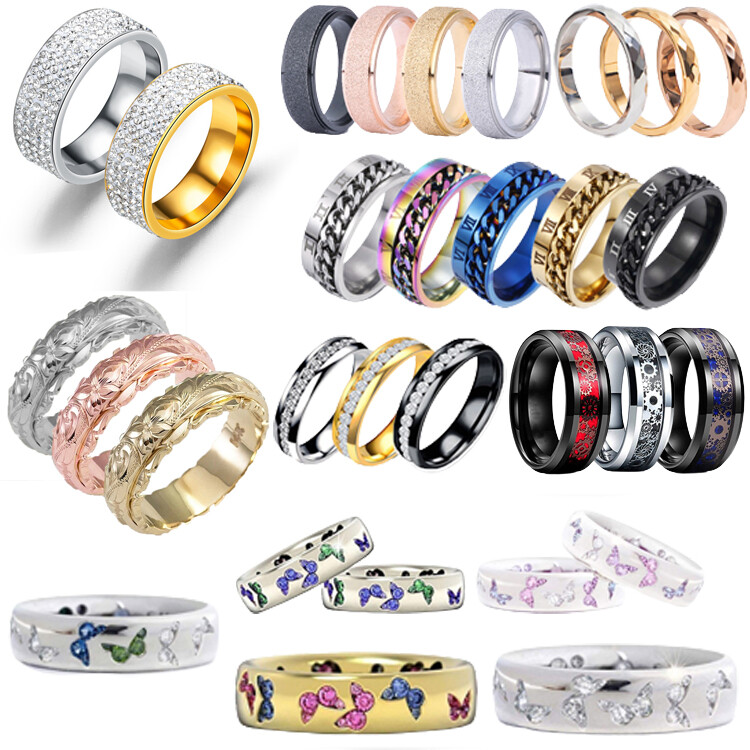 Men/Women CZ Couple Stainless Steel Wedding Rings Titanium Engagement Band 5-13❄