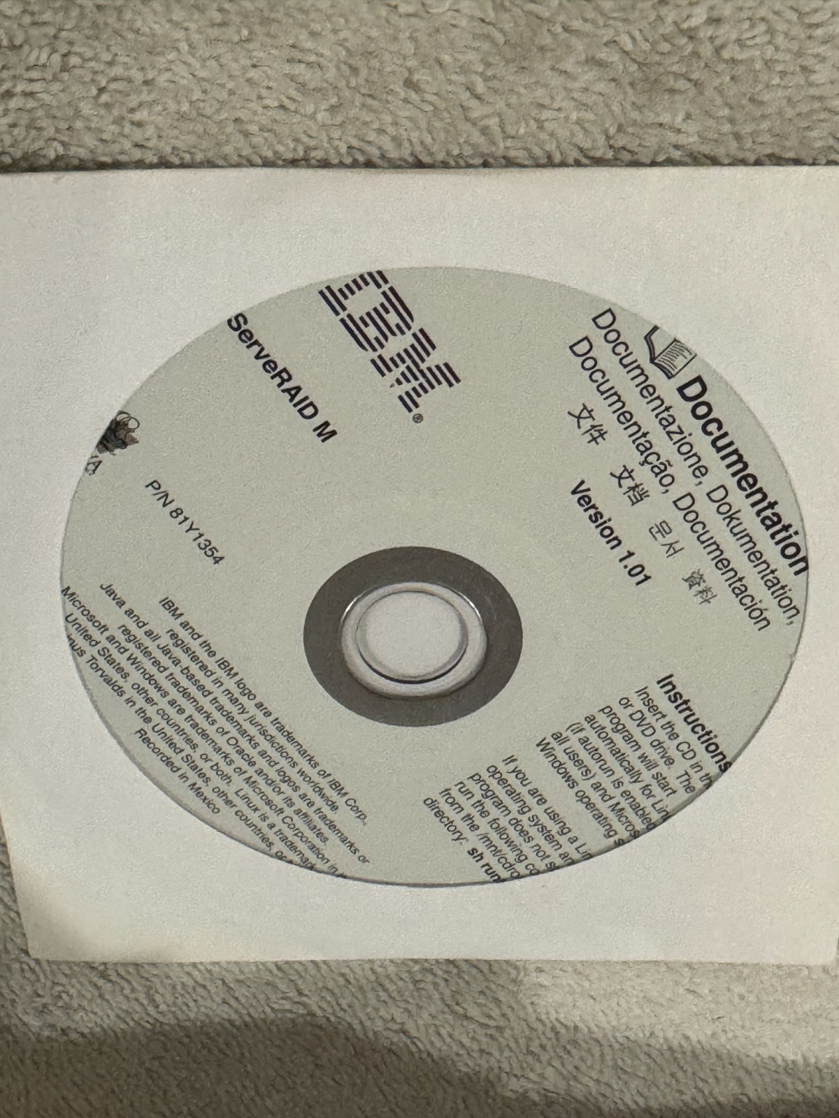 IBM ServeRAID M Version 1.01 Documentation CD - SEALED!!!