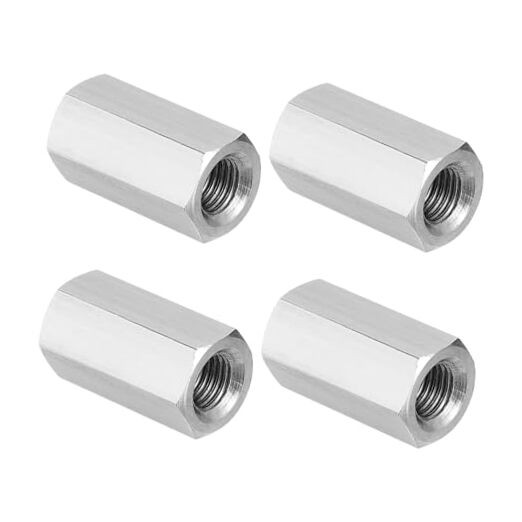 M8 x 1-Pitch 304 Stainless Steel Hex Coupling Nuts, 4Pcs 25mm / 1" Length