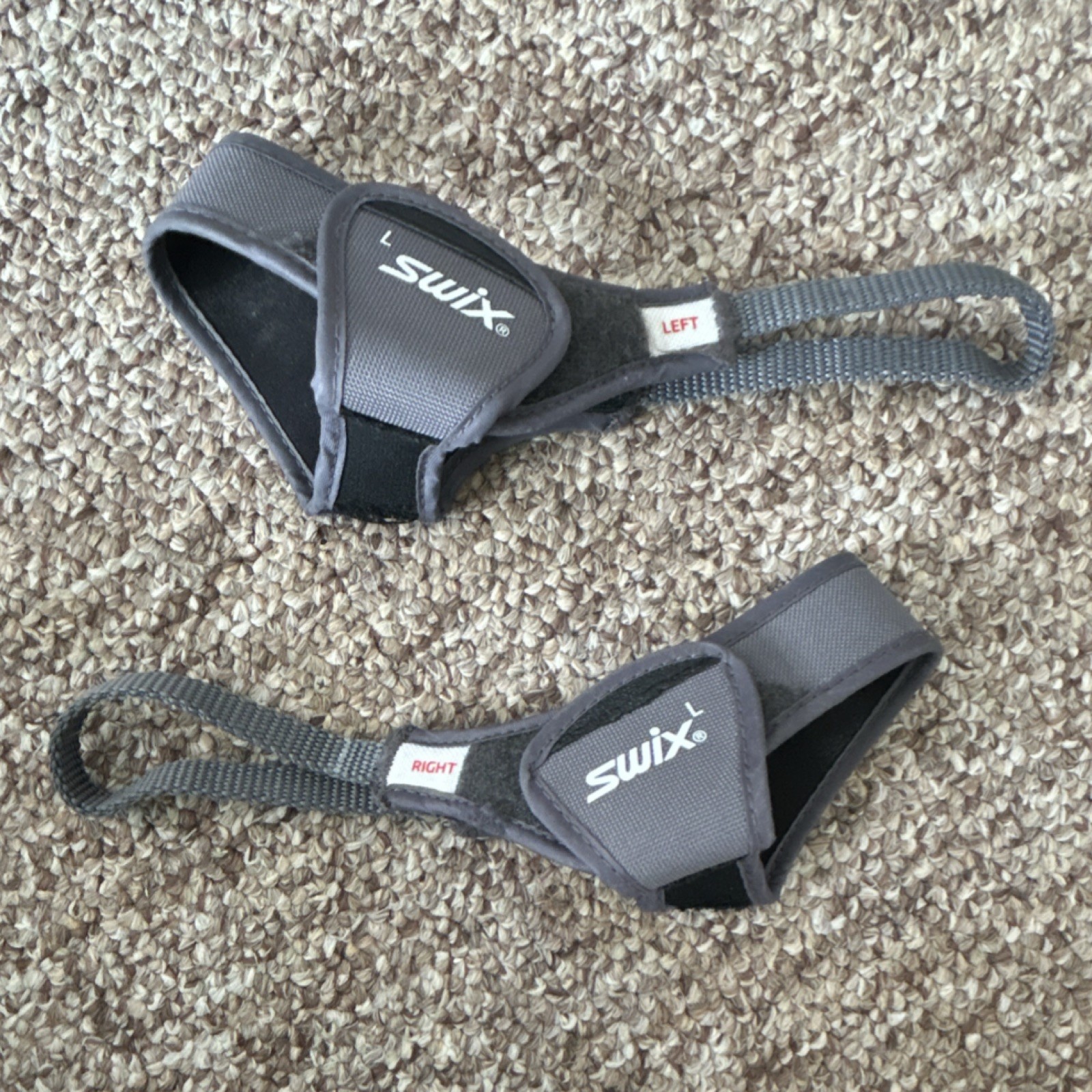 Swix Left & Right Specific Pole Straps Size L Gray Black Winter Sport
