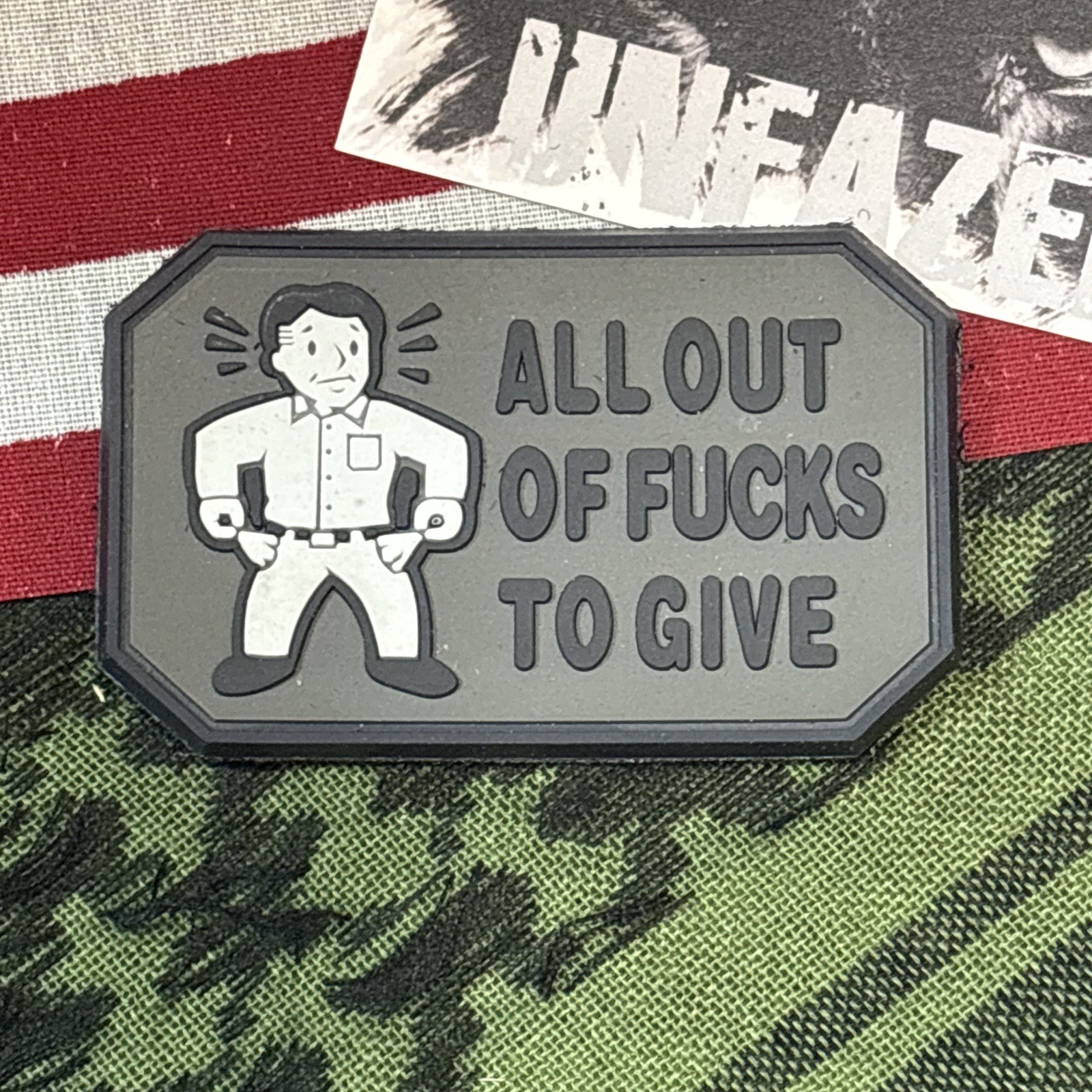All Out Of … To Give Moral Tactical Hook And Loop Patch High Quality PVC Grey