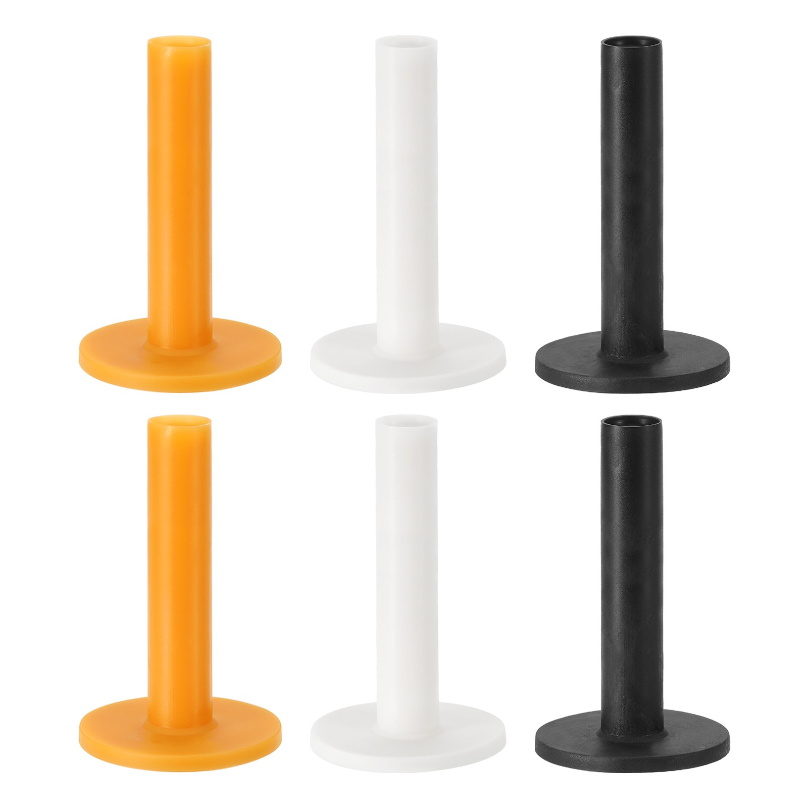 Rubber Golf Tee, 6Pcs 3.5" Mix Size Golf Tees Training Tee, Black/White/Yellow