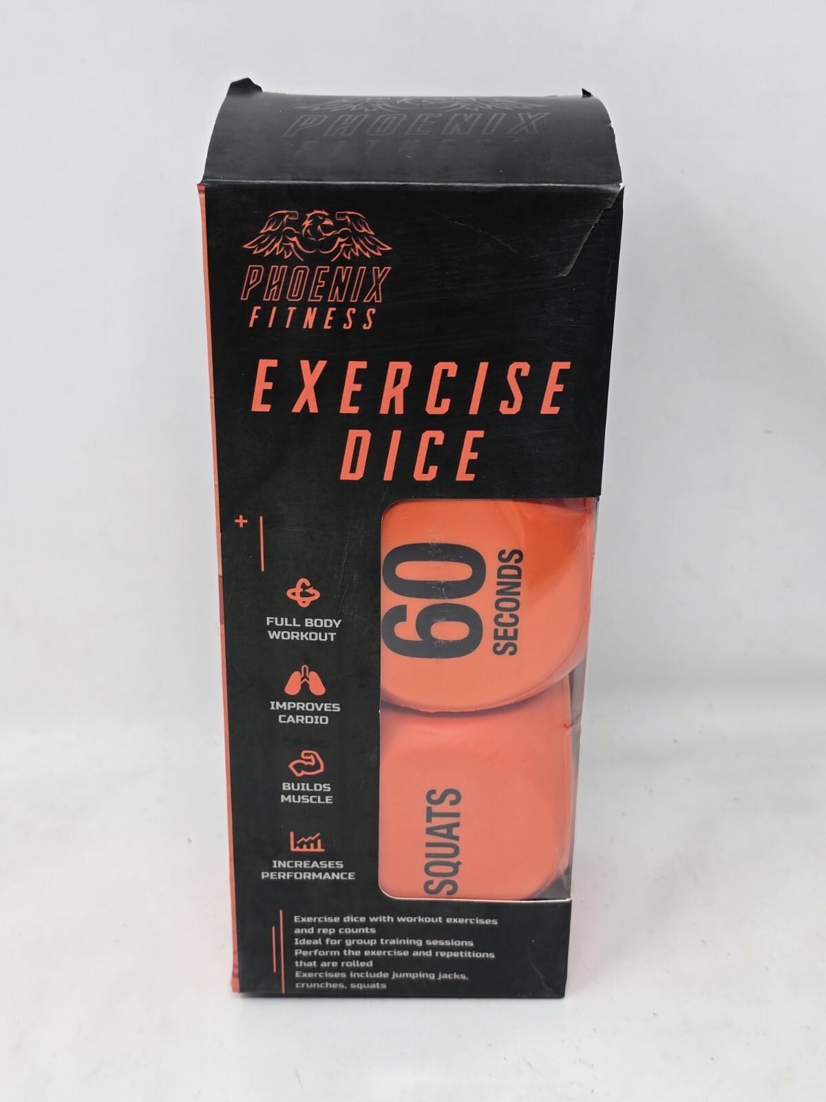 Phoenix Fitness Exercise Dice - Workout Exercises & Rep Counts, Orange