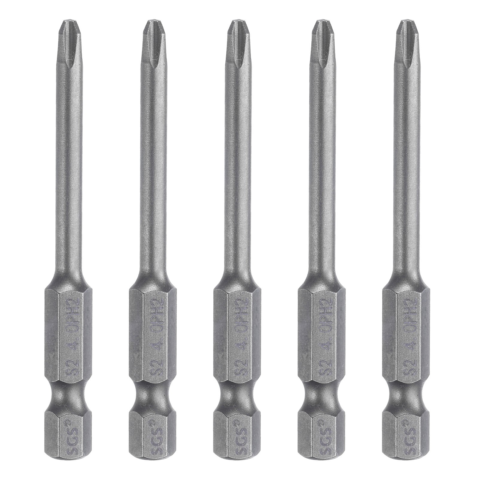 5pcs Magnetic Phillips Screwdriver Bit PH2 1/4" Hex Shank 65mm Long 4mm Rod